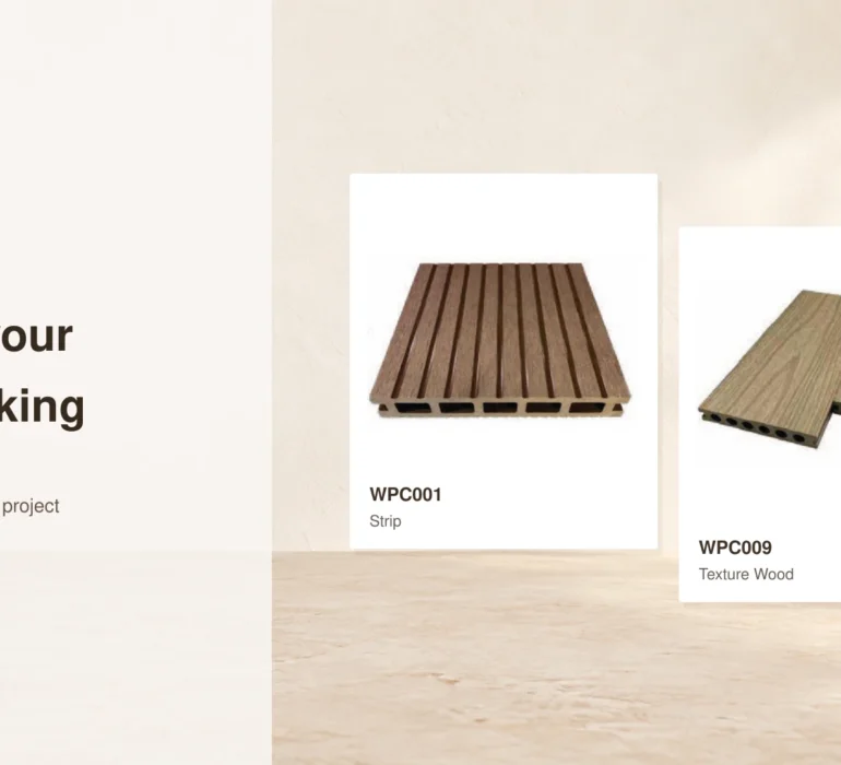 PUNALU hollow decking profile photographs labelled WPC001 and WPC009.