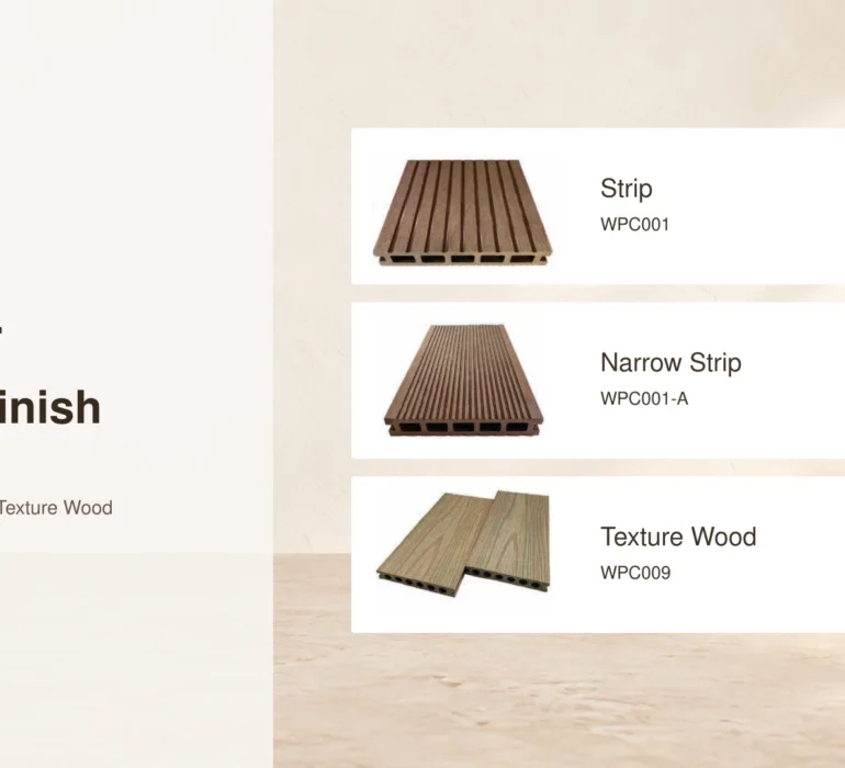 PUNALU Strip, Narrow Strip and Texture Wood decking catalog photographs with product codes.